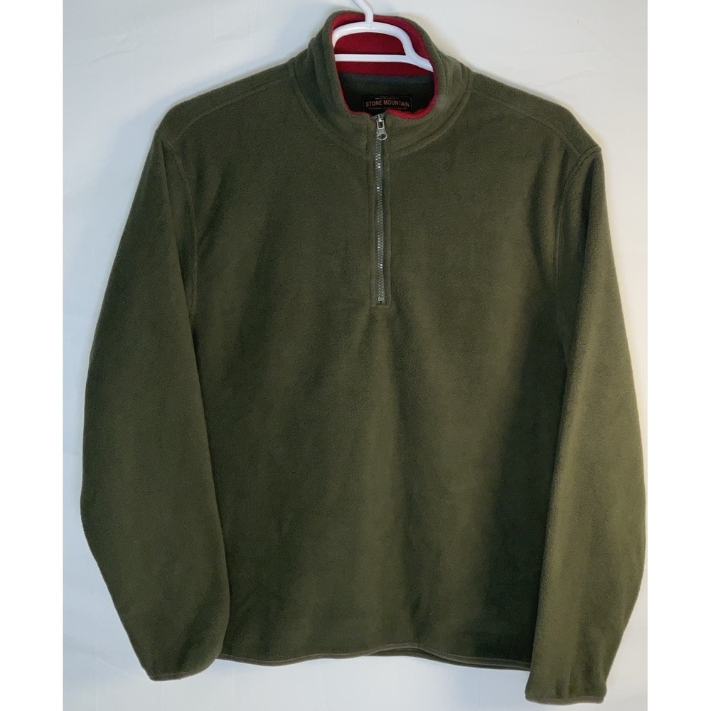 NWT Men's Stone Mountain Polar Fleece Pullover Quarter Zip‎ Jacket Olive Green L
